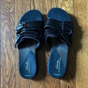 Clarks Women's Black Slide Sandals